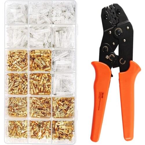 Wire terminal wire crimping tool kit, ratchet crimping pliers AWG 22-160.5-1.5 MM2 with 500 female head spade connec