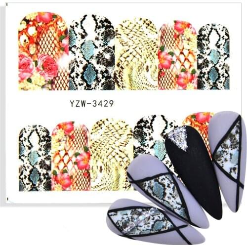 1 Sheet Leopard Nail Sticker Sexy Wild Animal Abstract Lady Face Water Decal Letters Geometric Butterfly Flower Cartoon Decore