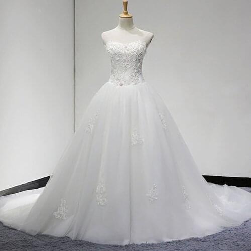 New Arrive Full Beading White Wedding Dresses Plus Size Robe De Soiree Lace Up Back Appliques Bridal Gown Buy China Direct