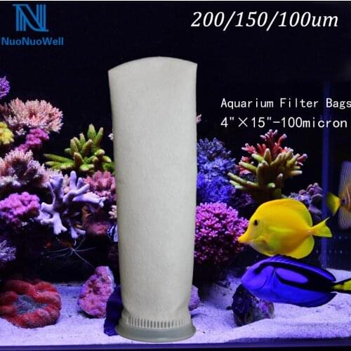 NuoNuoWell 1PC 4'' FILTER SUMP MICRON SOCK BAG 200/150/100um BRACKET HOLDER MARINE FISH AQUARIUM 105x380mm