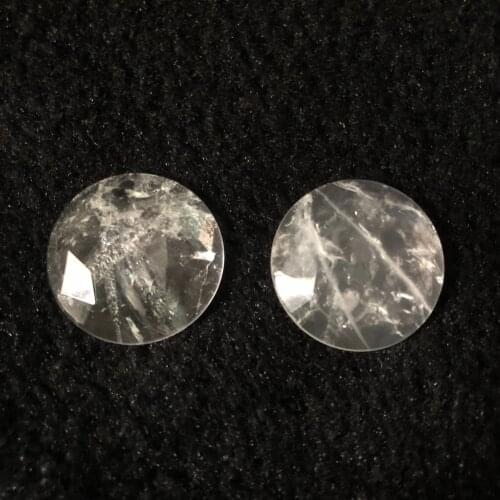 Wholesale 2pcs/lot Natural Smoky Crystal Quartz Bead Cabochon 24mm Faceted Round Gem stone Cabochon Ring Face