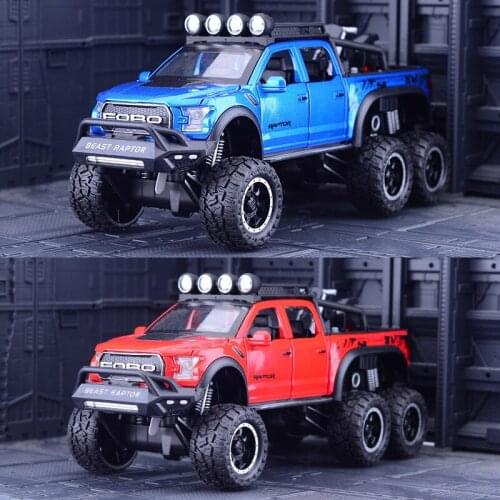 1:28 Raptor Pickup Alloy Car Diecasts Toy Off-Road Vehicle Toy Simulation Model Kids Gift