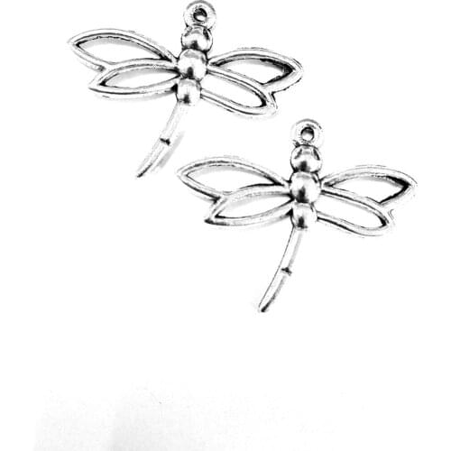 30pcs Dragonfly charms pendant 32x27mm antique silver ornament accessories jewelry making DIY base material