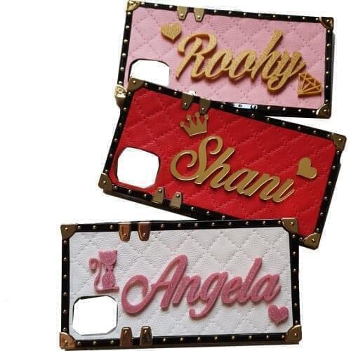 Luxury Unique Customize Name Letter Leather Phone Case For Samsung Galaxy S21 S8 S9 S10 S20 FE Note 20 10 9 8 Plus Ultra