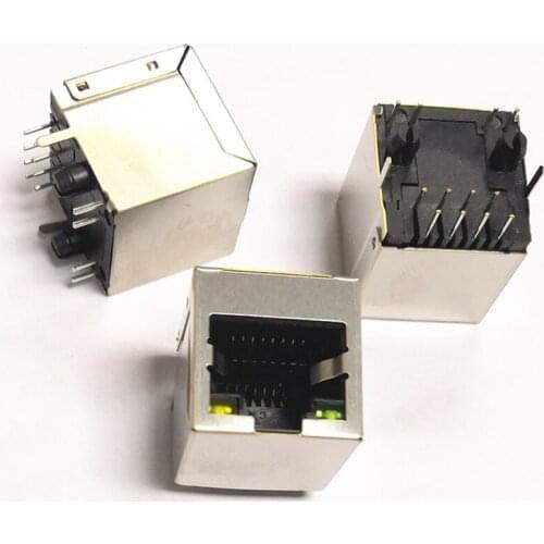 Free shipping 100PCS/LOT RJ45 female socket vertical illuminated RJ45 network socket 5224-8P8C LIGHT
