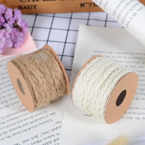 5M/Roll Natural Jute Burlap Hessian Cords For Rustic Wedding Decoration Christmas Party Supplies DIY Handmade Crafts Fabric