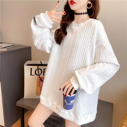 Waffle Thin Pullover Womens Pullover Salt Fried Street Design Sense Spring Autumn New Loose Long-sleeved Jacket Couple Clothes