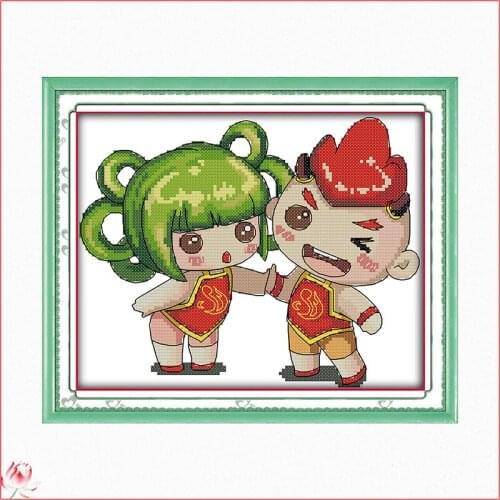 Boys And Girls Patterns Counted 11CT 14CT Cross Stitch Set DIY Counted Cross-stitch Kit Embroidery Needlework Home Decoration