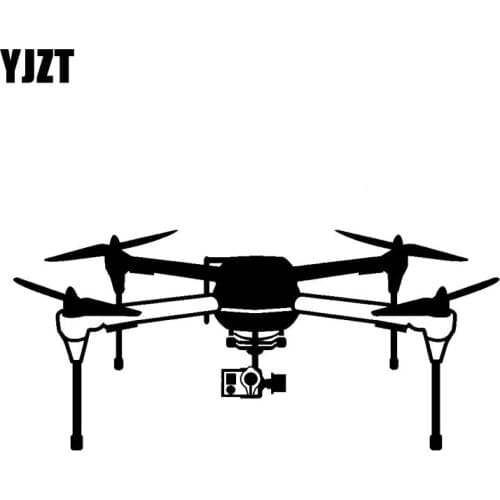 YJZT 14.5CM*6.7CM Car Sticker Drone Racing UAV Personality Vinyl Decal Black/Silver C3-0150