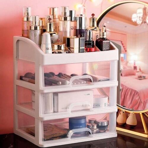 Jewelry Container Make Up Case Makeup Brush Holder Organizers Box Makeup Organizer Drawers Plastic Cosmetic Storage Box Rack