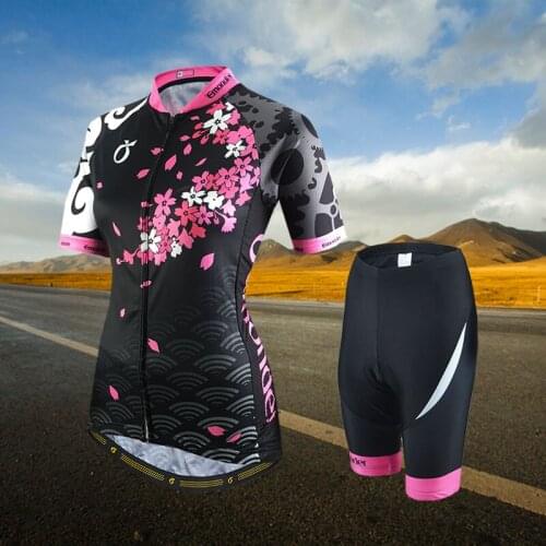 Women Cycling Jersey sets Summer Breathable Bicycle Clothing Jersey and shorts Quick-Dry Bike Sportswear Jersey and shorts
