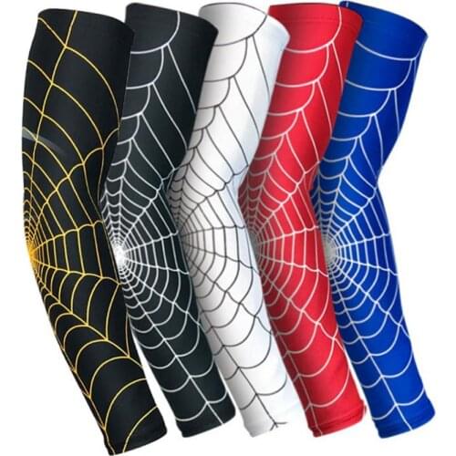 1 Pc Sports Arm Warmer Compression Sleeve UV Protection Sunscreen Spider Man Bands Mtb Cycling Sleeves Baseketball Cover Cuff
