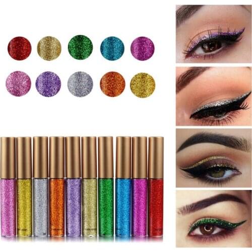 10 Pcs Glitter Liquid Eye Liner Long-lasting Waterproof Women Paillette Matte Eye Liner Makeup Cosmetic for Professional