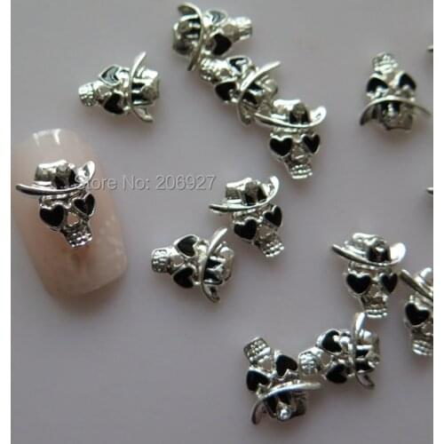MD-775 10pcs Fancy Silver Skull Deco Metal Charms Metal Deco Charms Nail Art