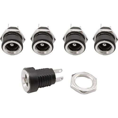 2/5/10Pcs DC-022B 5.5mm*2.5mm DC Power Supply Jack Socket Connector 5.5x2.5 Female Panel Mount Adapter