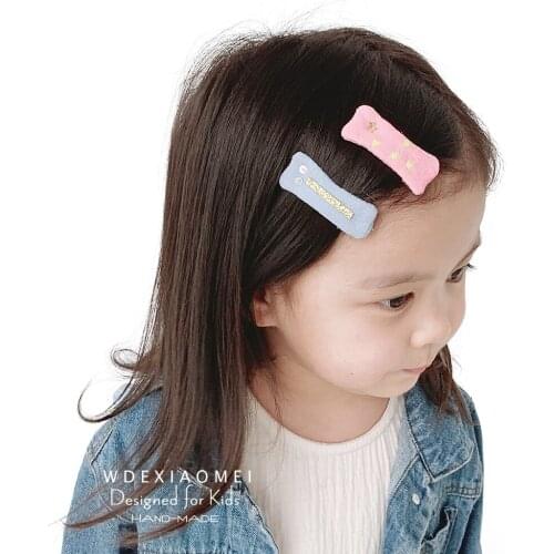 2pcs/Pair Cute Colour Hair Clips Set Hairpins For Gilrs Baby Hairgrips Kids Hair Accessories Handmade Cotton Barrettes Headwear
