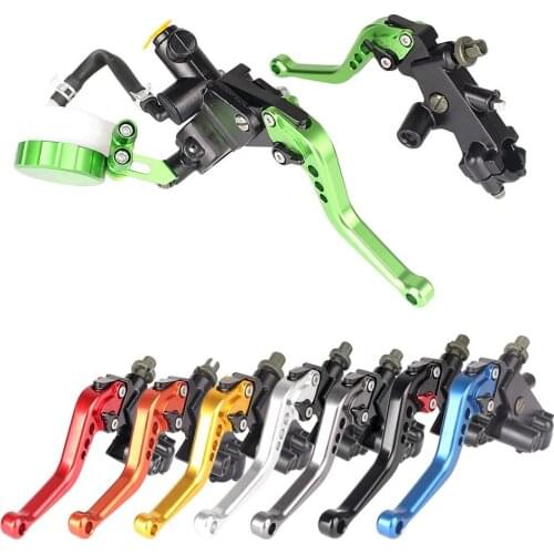 2Pcs Motorcycle Clutch Brake Lever w/ Master Cylinder Reservoir Universal For Street Dirt Bike Scooter with 7/8" 22mm Handle Bar