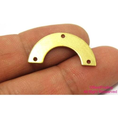 50pcs Brass pendant 25x12.5mm Half round Geometric earrings pendant semi circle 3 holes R523