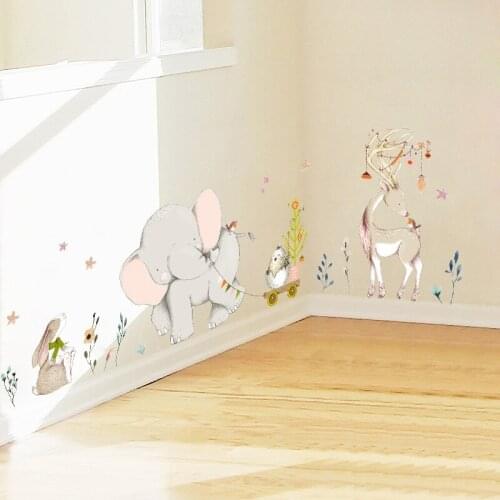 2021 happy elephant giraffe wall sticker living room sofa bedroom background art mural