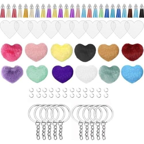 24 Pcs Acrylic Keychains Blank Colorful Tassels Metal Decoration Keyrings with 48 Jump Rings for DIY Projects and Tags