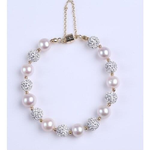 Wholesale 8mm round shape freshwater pearl bracelet