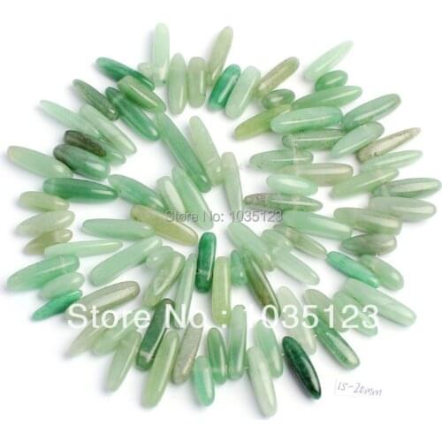 High Quality 15-20mm Pretty Green Aventurine Stick Shape Loose Beads Strand 38cm DIY Creative Jewellery Making w49