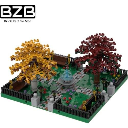 BZB MOC Compatible 36080 Classic Street View series vintage Maple Leaf Park Building Block Model For Children Birthday Gift Toy
