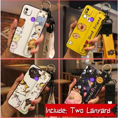 Lanyard TPU Phone Case For Tecno POP4 Soft Case Back Cover Durable Fashion Design Soft Waterproof