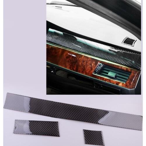 1 Set Carbon Fiber Black Dashboard Panel Decor Cover Trim Strips Fit For BMW 5 Series E60 2005 2006 2007 2008 2009 2010