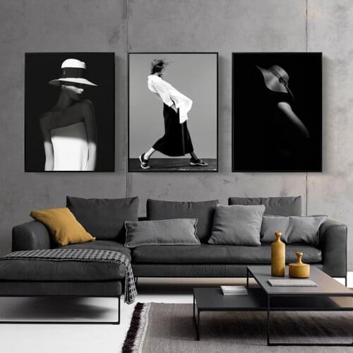 Black Women Canvas Prints Fashion Model Figures Posters Modern Living Room Bedroom Wall Art Painting HD Pictures Home Decoration