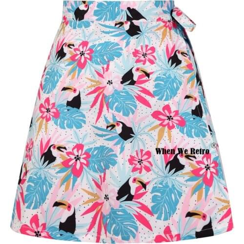 Holiday Tropical Flowers Leaves and Toucans Printed Beach Summer Skirt SS0015 Plus Size Bohemia Boho Multitasks Sexy Wrap Skirt