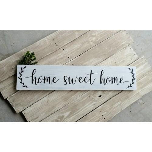 Home Sweet Home Sign Stickers Housewarming Gift Art Wood Wall Decal Unique House Decor Lettering Wallpaper Custom Color LC1624