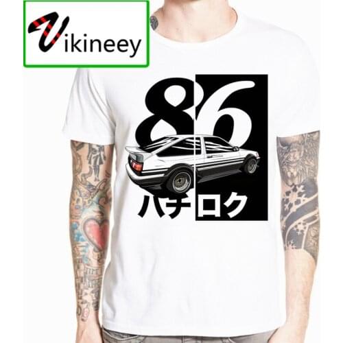 Men Print Drift Japanese Anime T-shirt O-Neck Short sleeves Summer Casual AE86 Initial D Homme T Shirt