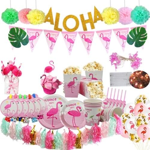 Hawaii Party Luau Pink Flamingo Party Decoration Paper Plate Cup Napkin Birthday Party Summer Hawaii Hawaiian Party Supplies
