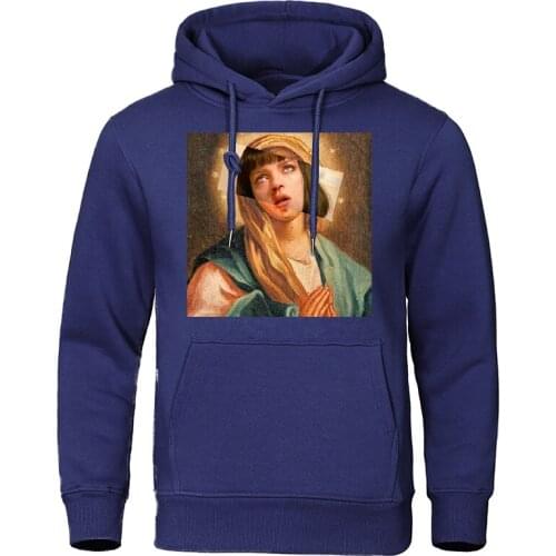 Hot Sale Virgin Mary Funny Print Mens Hoodies Autumn Winter Casual Man Hoodie Sweatshirts Hip hop Pullover Streetwear Male Tops