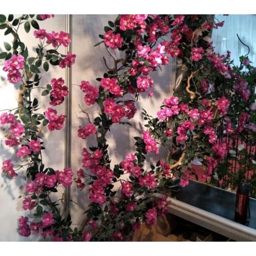 2pcs 2Meter Artificial Rosa Multiflora Flower Ivy Garland Silk Vine Greenery For Wedding Home Decorative