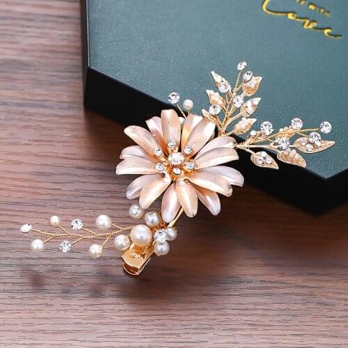 Exquisite Hair Clip Hair Accessories For Women Rhinestone Flower Pearl Hair Jewelry Wedding Accessories Hair Clip Jewelry