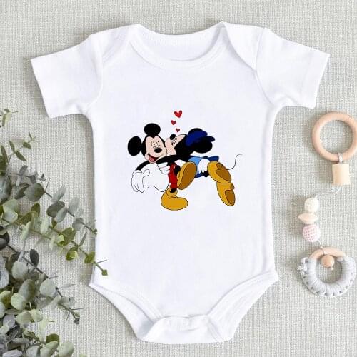 Mickey Minnie Mouse Lover Grateful Newborn Bodysuit O-neck Lovely Short Sleeve Toddler Clothing Outfits Baby Romper Onesie 0-24M