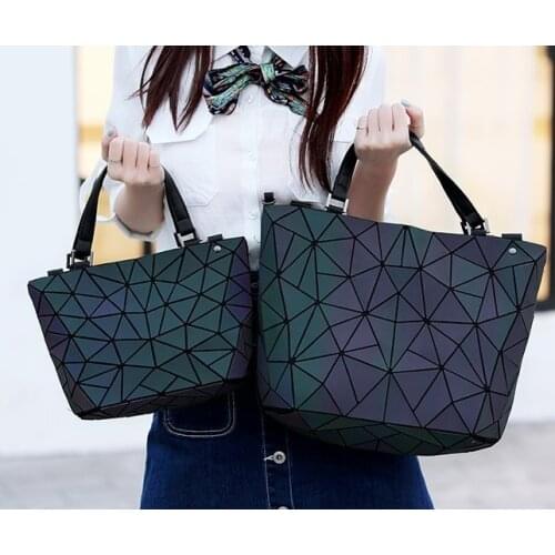 Maelove Luminous bag 2021 Womens Geometric Diamond Tote Fashion Folding bag luxury handbags women bags designer