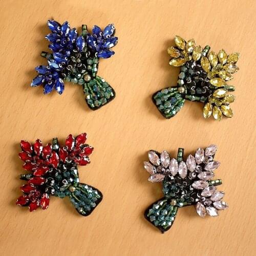 Nail-bead embroidery flower sweater with sequin water drill cloth patch with applique dress decoration patch with torn cloth