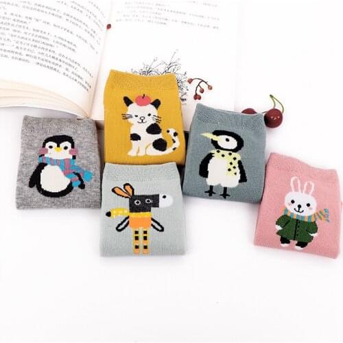 Boat Cotton Socks Cartoon Animals Cat Horses Penguin Soft Comfortable Happy Cute Quality Women Female Male Fashion Tide Socks