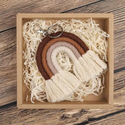 Weaving Rainbow Keychains for Women Tassel Macrame Keyrings Key Holder Jewelry XX9D