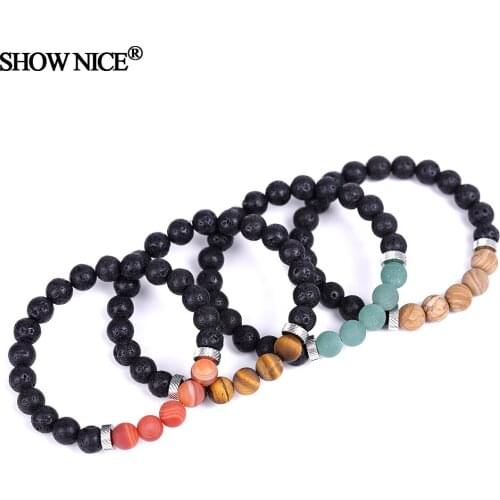 Lovers Gifts 5 Matte Tiger Eye Beads Stainless Stain Accessories Lava Rock Natural Stone Beaded Bracelets