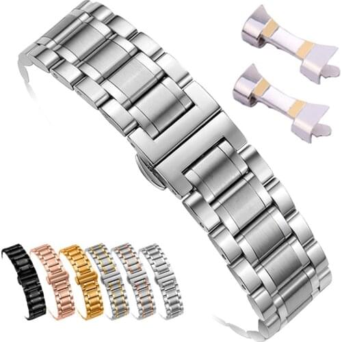12/14/15/16/17/18/19/20/21/22/23/24mm Watch Band Strap Stainless Steel Watchband Bracelet with Hollow arc interface