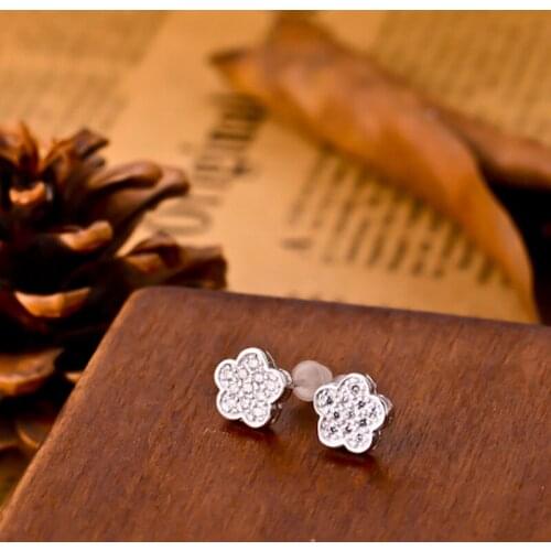 GNE0735 Hot Sale 100% Real 925 Sterling Silver Stud Earrings Sweet Cute Crystal Charming Earring, Fashion Jewelry For Women