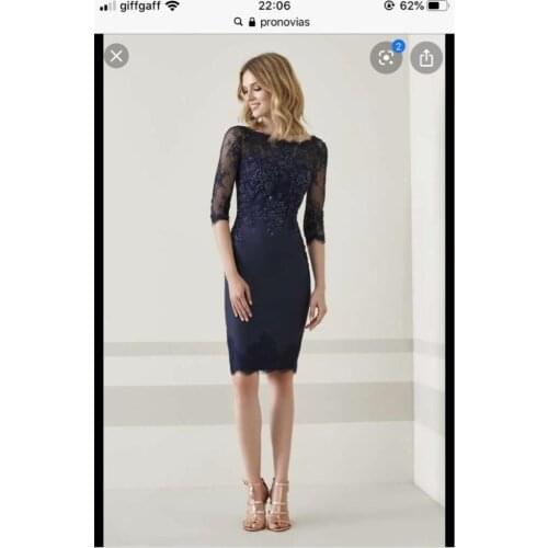 Navy Blue half Sleeve Lace Mother of the Bride Dresses for Weddings Plus Size Gowns Formal Godmother Groom short Dresses