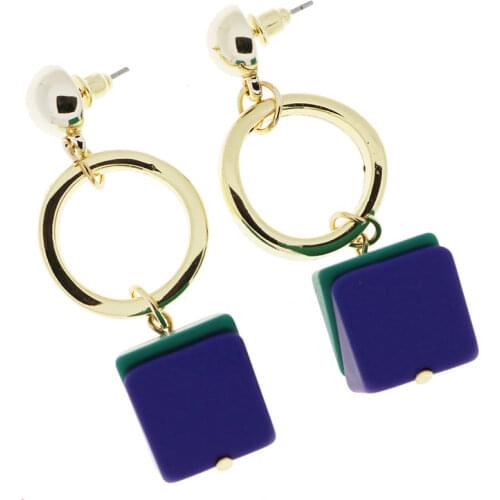 Unique Design Simple Alloy Resin Geometric Triangle Pendant Statement Earrings Women Long Style Charm Fashion woman Brincos 2018