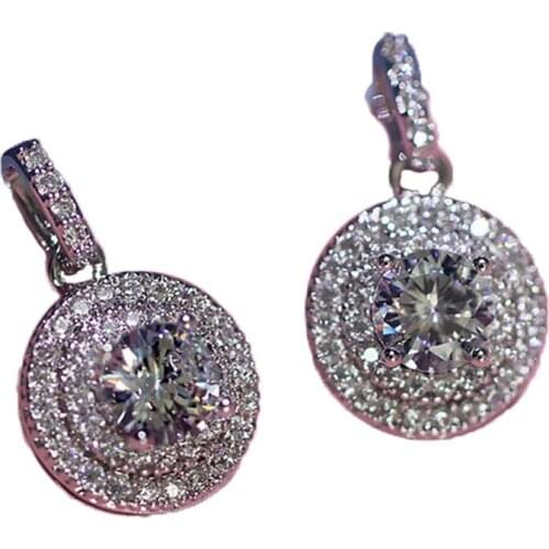 Vintage Round Zircon Stud Earring Women Girls Minimalist Trendy Crystal Full Zircon Earring Fashion Jewelry Valentines Day Gift