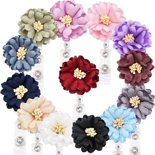 13 Colors Daisy Retractable Badge Holder with Alligator Clip ID Badge Reel Clip on Card Holders