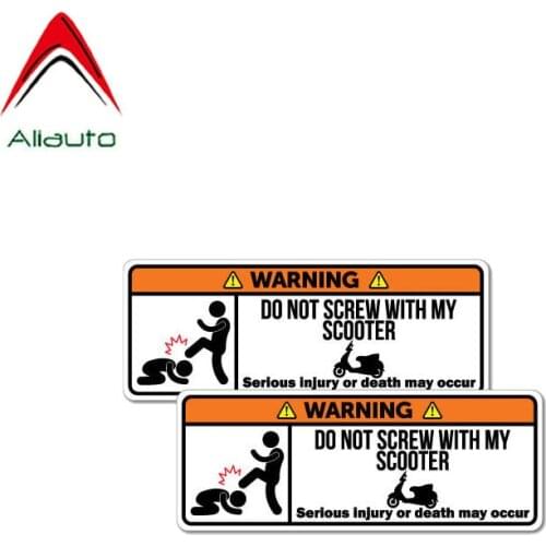 Aliauto 2 X Funny Car Sticker Warning Do Not Screw with My Scooter Creative Decal Accessories PVC for Motorcycle Suzuki,10cm*4cm